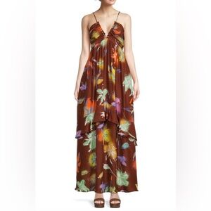 MWT TANYA TAYLOR Julissa Floral Pleated Maxi Dress $645. SIZE L